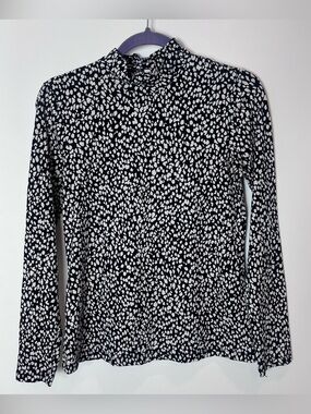 Paris Atelier & Other Stories Women Mock neck blouse long sleeve speckle stretch
